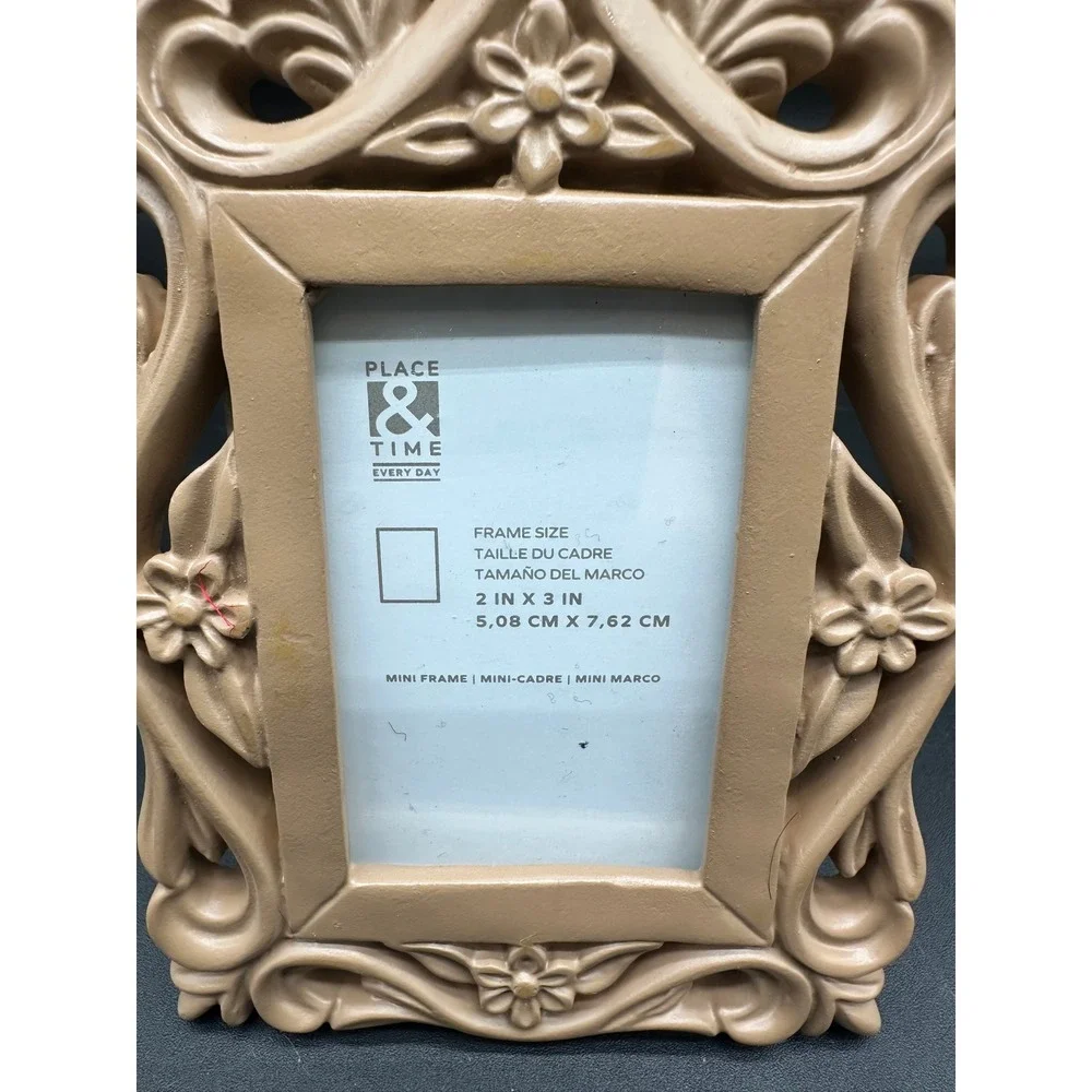 Mini Floral Scrollwork Gold Picture‎ Frame Vintage Style Place & Time Everyday